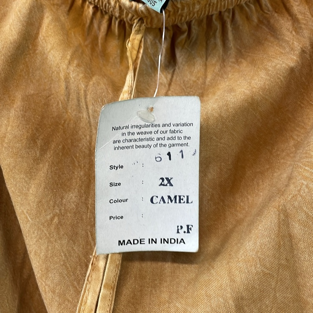 NEW Kaabu Womens Sz 2X Maxi Skirt Cotton Rayon Made in India Tan Pull On - Picture 7 of 9